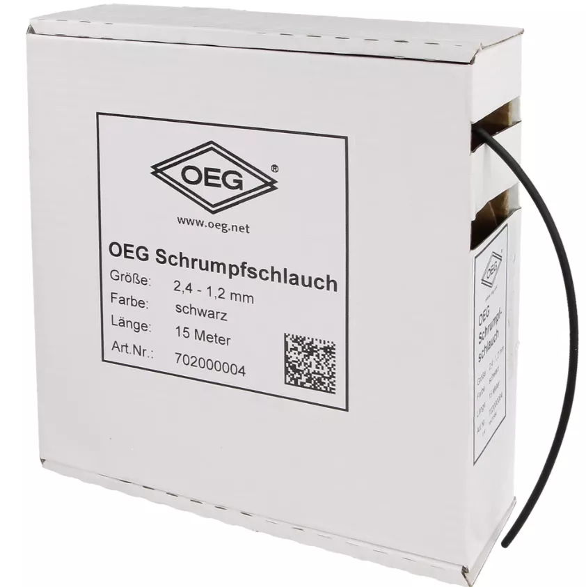 OEG Schrumpfschlauch schwarz 15 m aus Polyolefin 2,4 - 1,2 mm | 702000004
