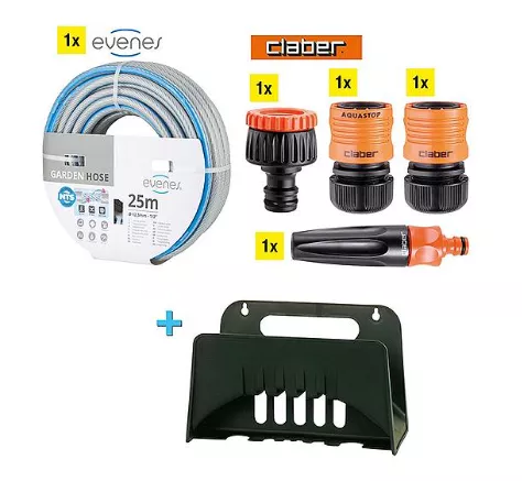 Gartenschlauch-Set Evenes/Claber 1/2",best. aus Wasserschlauch Hahn-/Schlauchstück, Spritzdüse