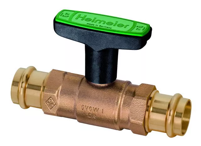 Heimeier Trinkw.-Kugelhahn Globo D DN 20 22 x 22mm Rotguss m.Viega-Pressanschluss | GLOBODP20