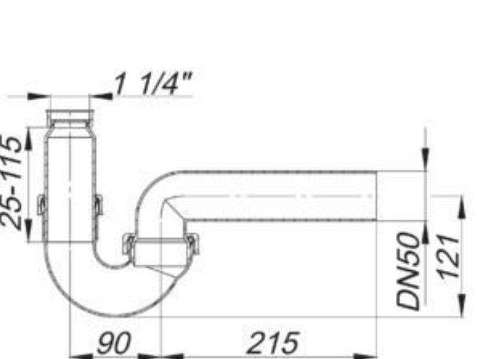 Dallmer Siphon f.Spüle 1 1/4"x DN 50 ohne Waschgeräteanschluss | 010124