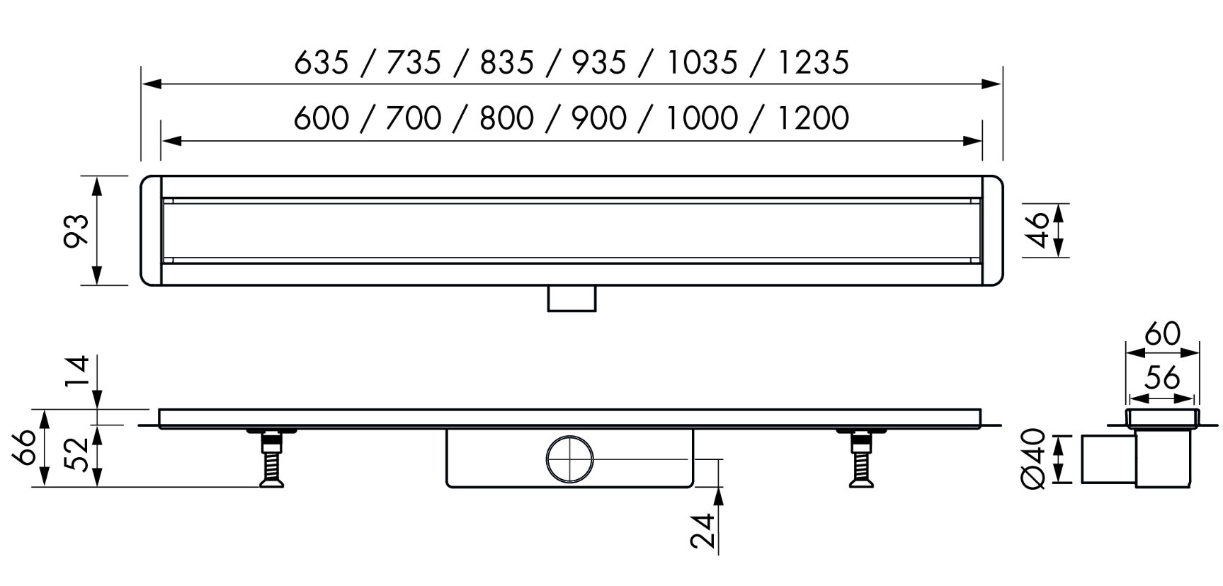 VIGOUR V3 Designrinne 80 cm superflach, Abdeckg. Edelstahl gebürstet | V3GKSF80