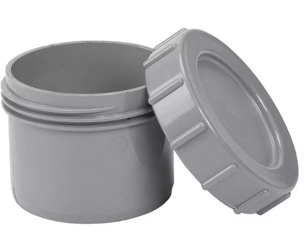 AIRFIT PP Endstopfen mit Schraubverschlusskappe grau DN 50 | 51050ES