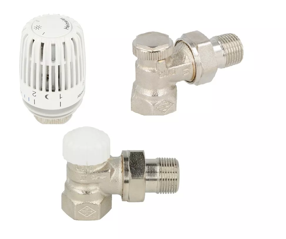 Heimeier Set Thermostatventil,Thermostatkopf ,Rücklaufverschraubung DN15 Eck