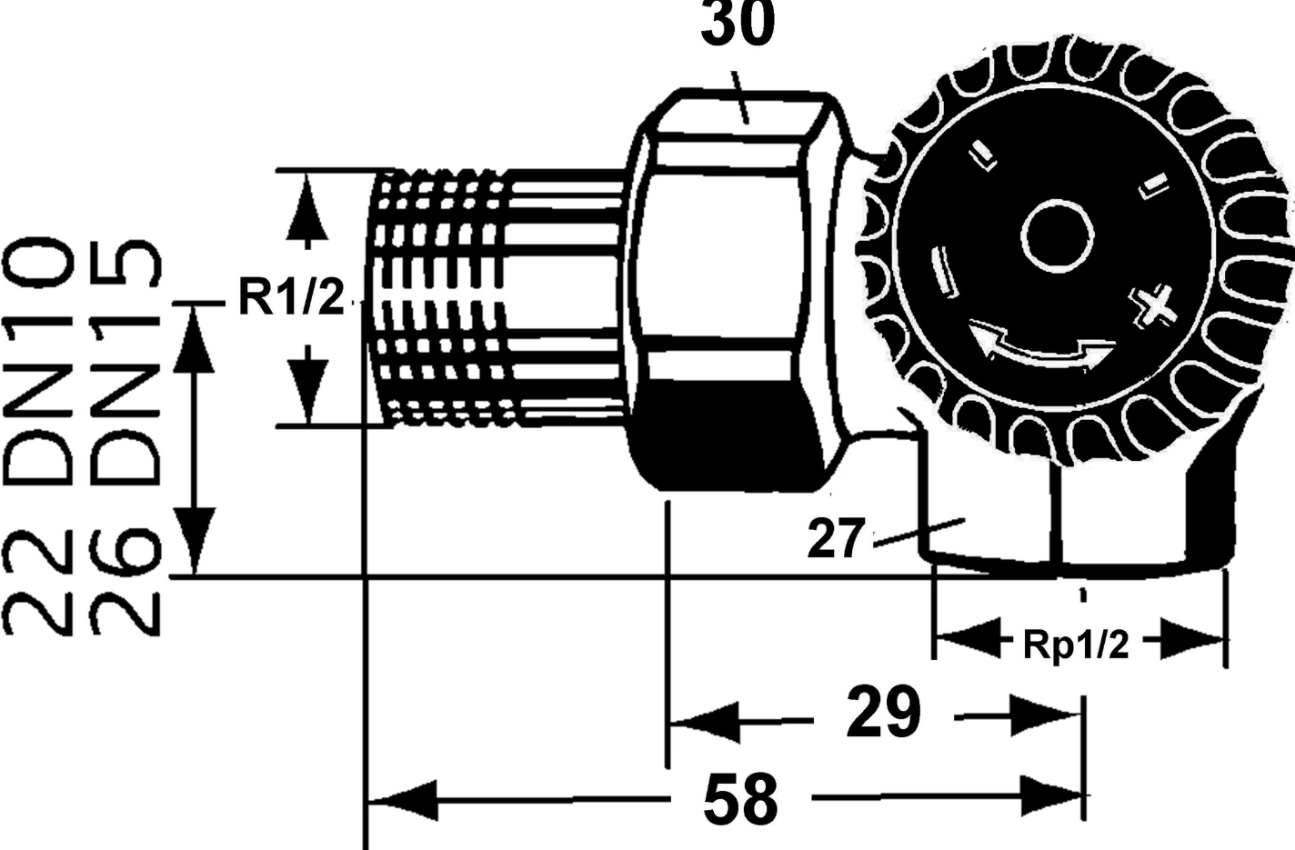Heimeier Ventilunterteil 1/2" Winkeleck vernickelt Anschl.rechts f.Einrohrheiz. | HTEWR15