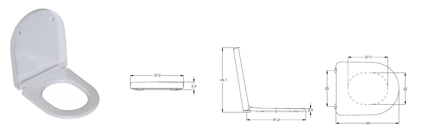 TRINNITY WC-Sitz Calima weiss zu Duravit Starck3 Scharniere Edelstahl | CALSI