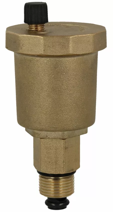 Schnellentlüfter 1/2" AG mit Montageventil 10 bar schmales Modell Messing blank