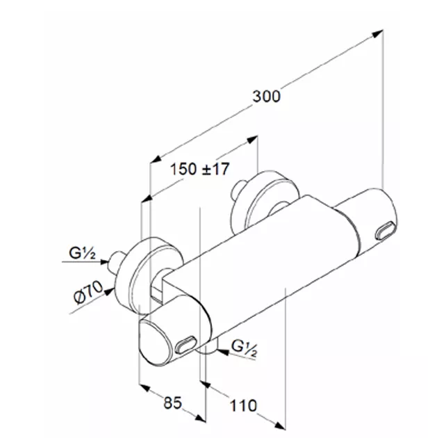 VIGOUR Aufputz-Brause-Thermostat derby Safe-Tec ohne Brausegarnitur verchromt | DETB