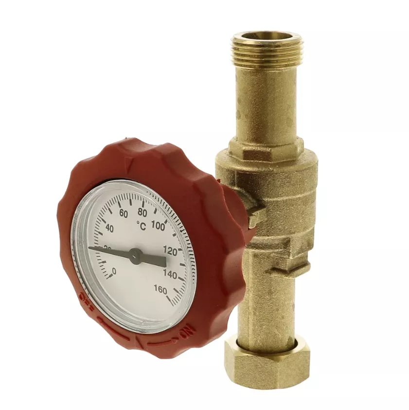 OEG Kugelhahn mit Thermometer rot 3/4" für Solarstation | 512245184 