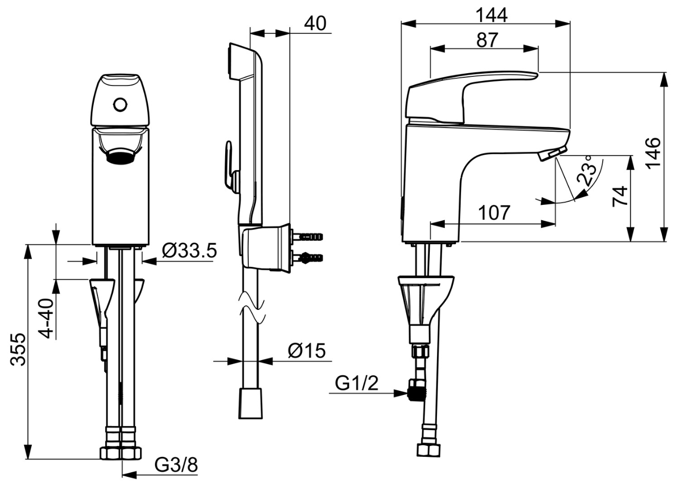 Hansa Einhand-Waschtischbatterie Hansapinto m.seitl.Handbrause o.Ablaufg.verchromt | 45052283	