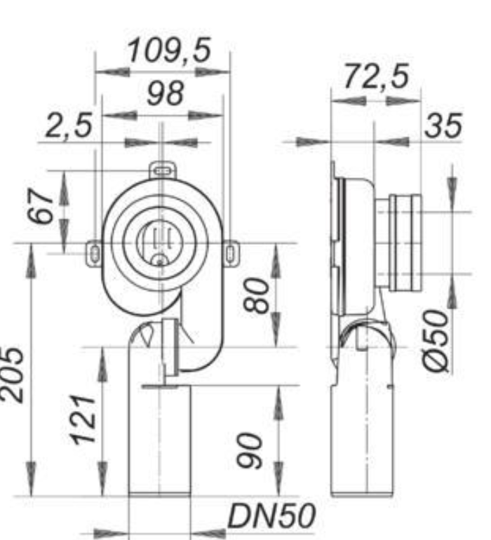 Dallmer Urinal-Absaugsiphon HL 430 Abgang DN 50 0-90 Grad verstellbar | 360021