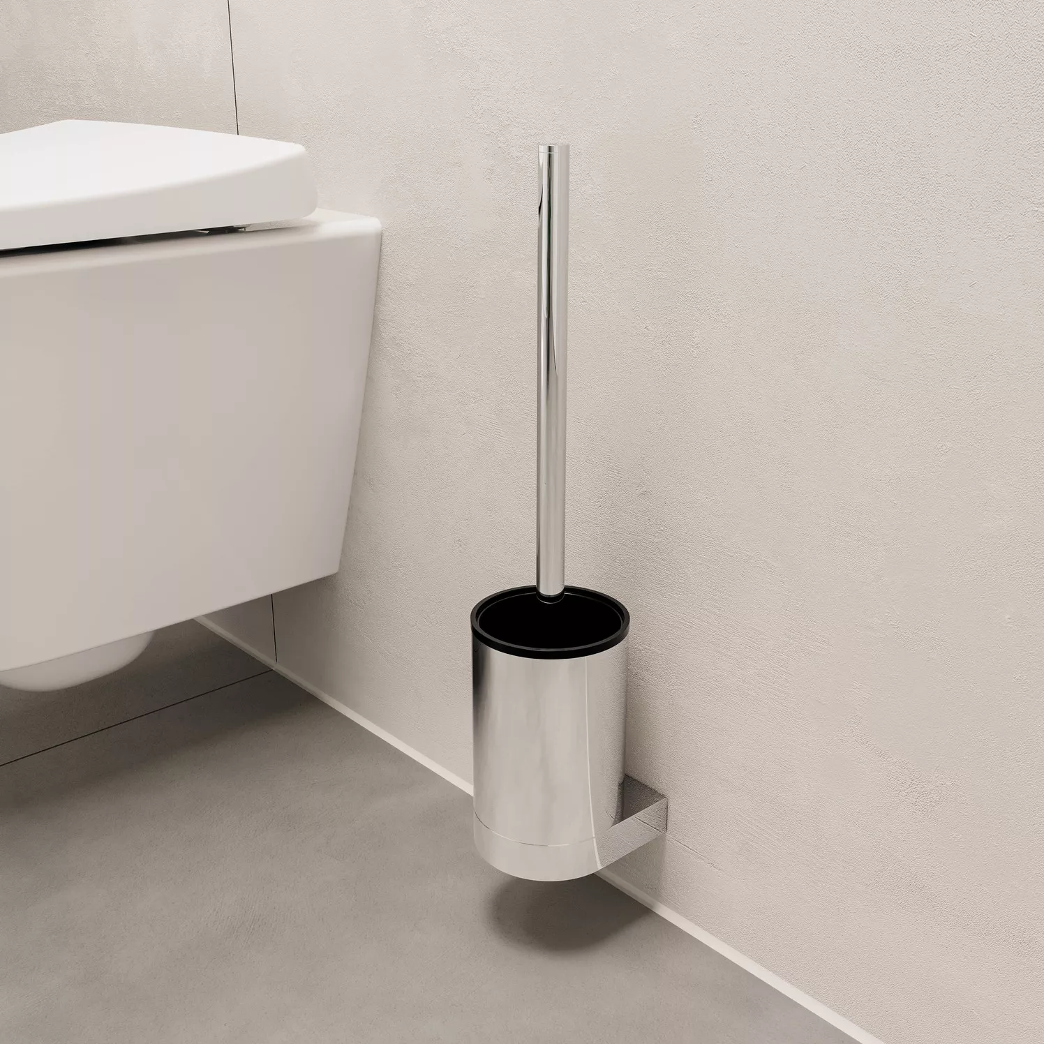 VIGOUR  Bürstengarnitur derby V3 mit Metallbehälter verchromt | V3DEBUM