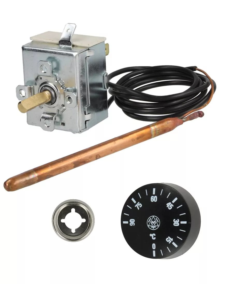 TR2 Kapillarthermostat-Temperaturregler 0-90°C inkl. Drehknopf und Schelle
