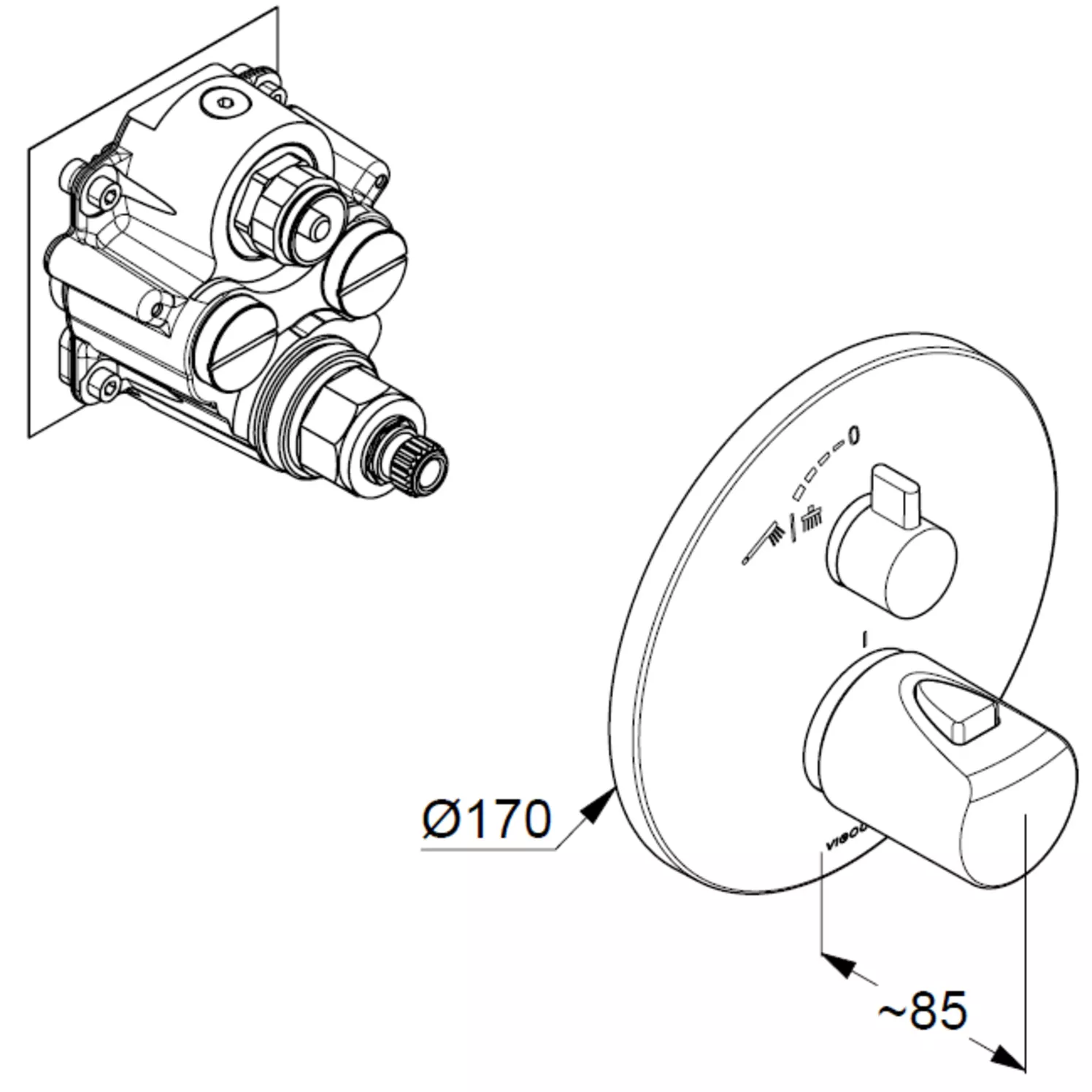 VIGOUR Clivia V2 Farbset Thermostat für VIGOUR-Box VUPK mit Mengenregulierung für modernes Badezimmer