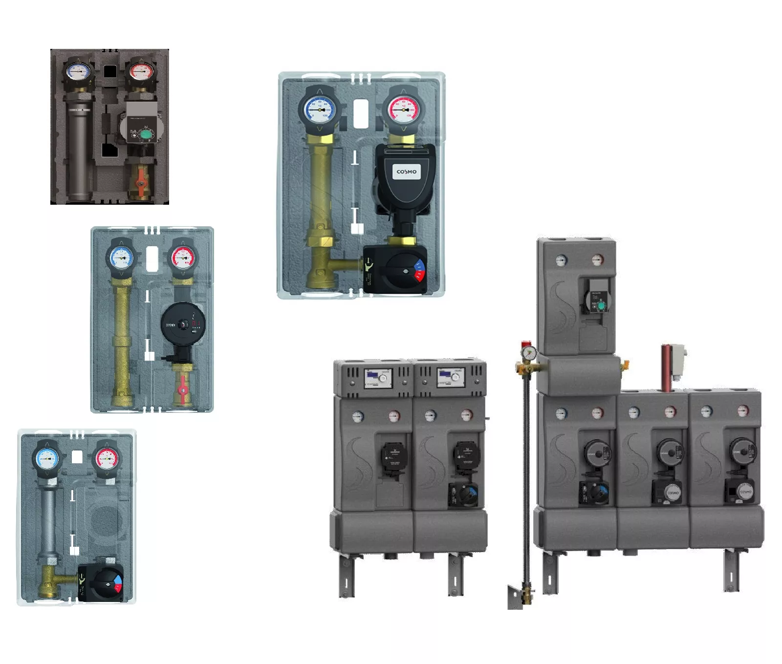 COSMO Pumpengruppe DN 25 -32 mit/ohne Mischer Pumpe wählbar Heizkreisset Pumpenstation 