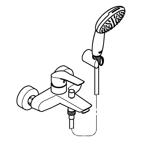 GROHE EH-Wannenbatt. Eurosmart 252763 Wandmontage mit Wandhalterset chrom | EUSMARTWWHS