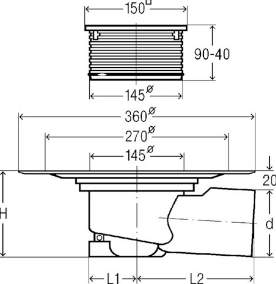 Viega Bodenablauf Advantix DN 70 Ablauf waagerecht, Klasse K 4955.1 | 557164