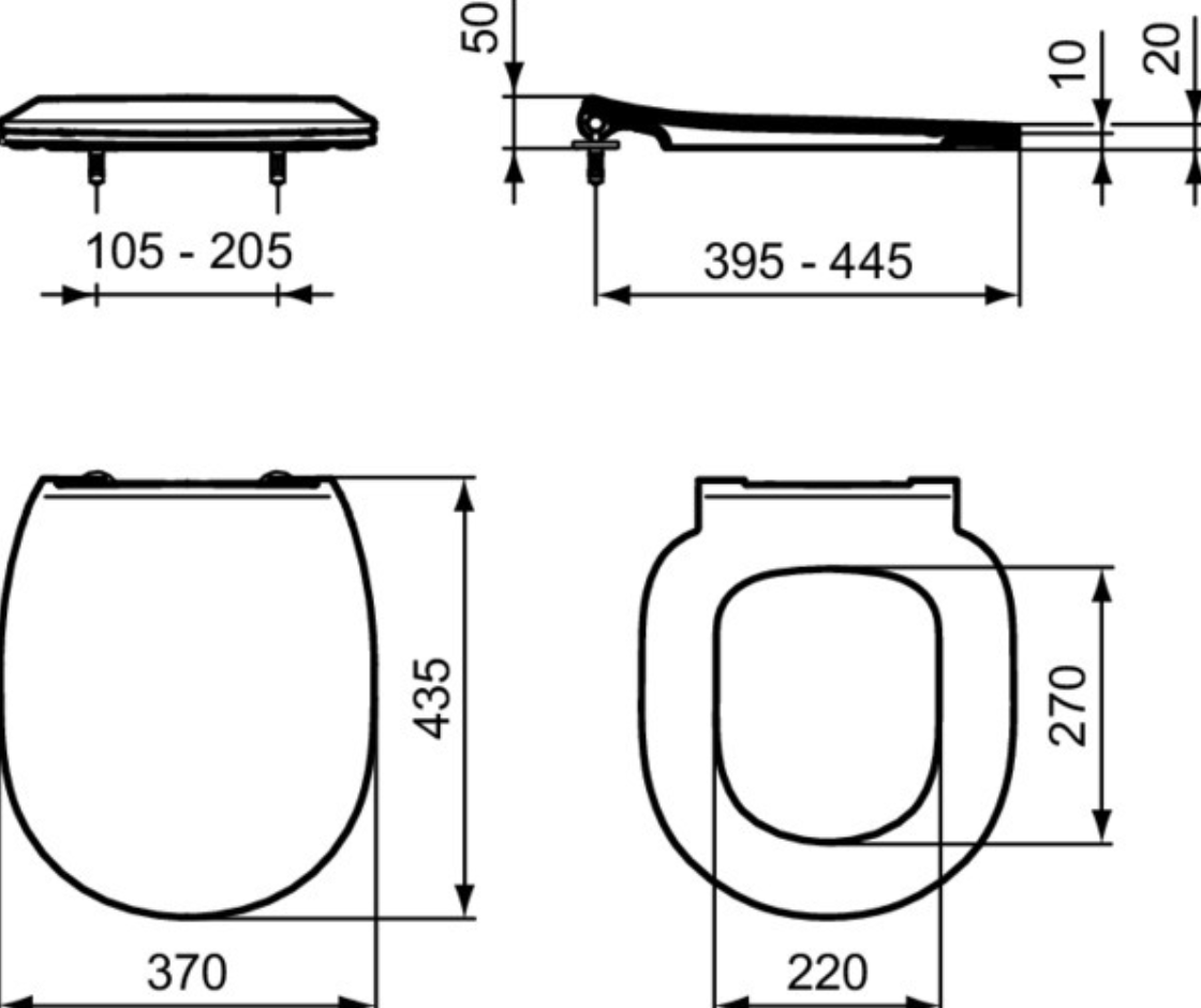 Ideal Standard WC-Sitz Flat Connect Freedom m.Deckel we Scharniere Edelstahl | E772301