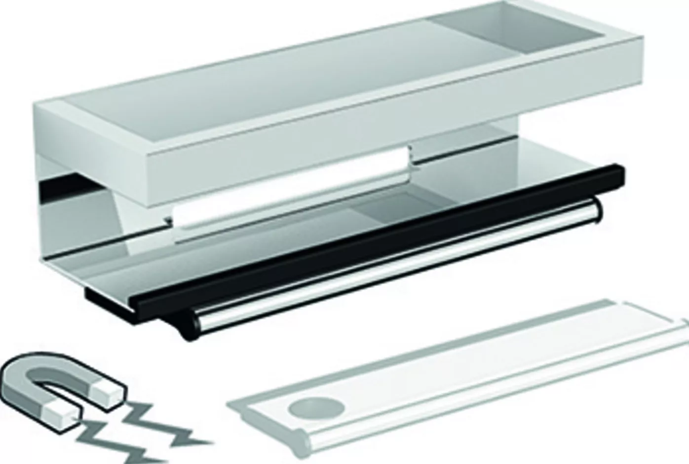 VIGOUR Duschkorb individual 300x100x90mm chrom mit Duschwischer | V3SWKDW
