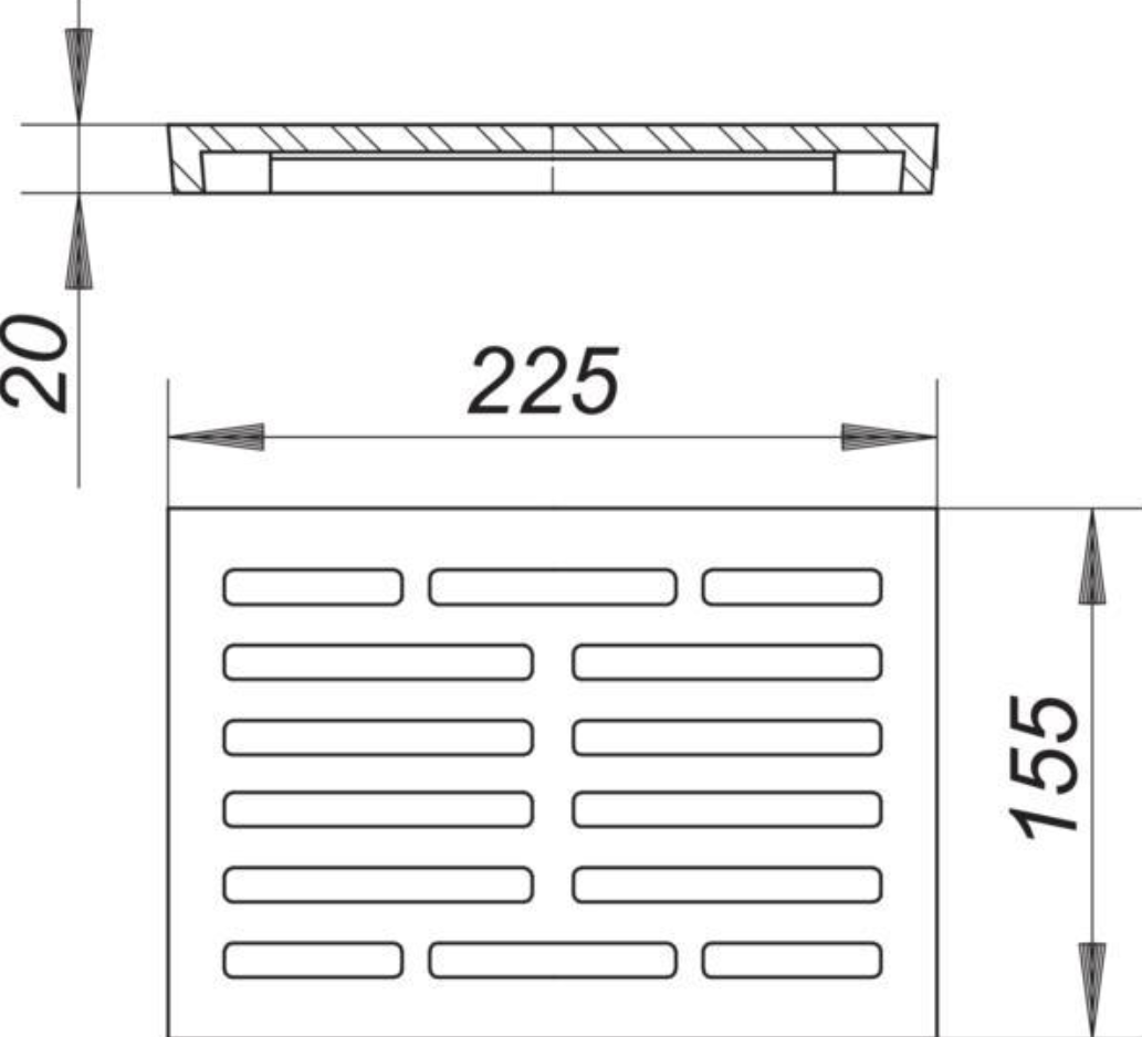 Dallmer Kunststoff-Rost  225x155mm grau | 714923