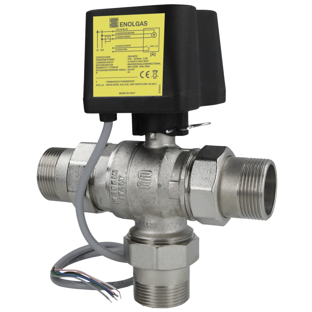 Motor-Kugelhahn, DN 25-1", 24 V 3,5VA 10 Nm, 90°/60 sec, AGxAGxAG, L-Bohrung