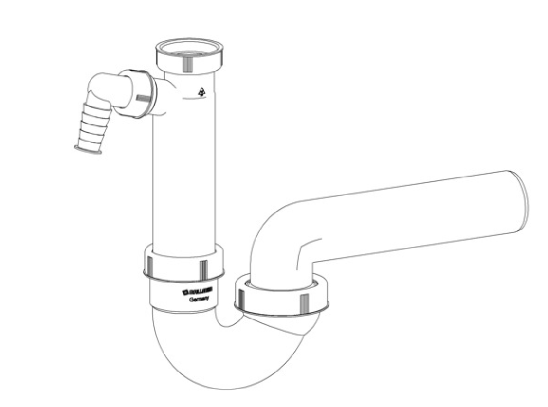 Dallmer Siphon f.Spüle 1 1/2"xDN 50 mit  100/1 Waschgeräteanschluss | 020222