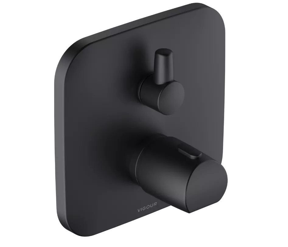 VIGOUR Farbset Thermostat derby für VUPK mit Mengenreg. und Umst. schwarz matt | DEFTMUSM