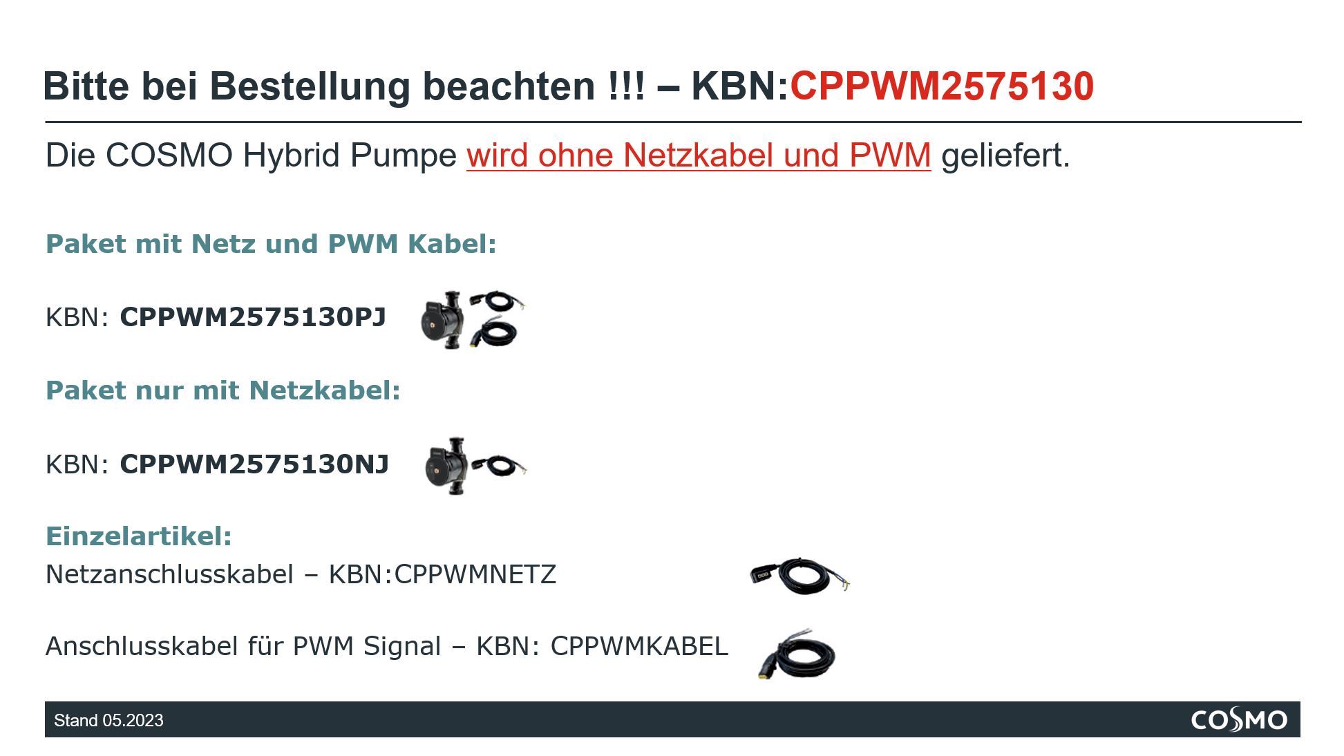 COSMO Hybridpumpe CP-HY 25-75/130 Hzg/Solar- m./o. PWM o. Kabel | CPPWM2575130