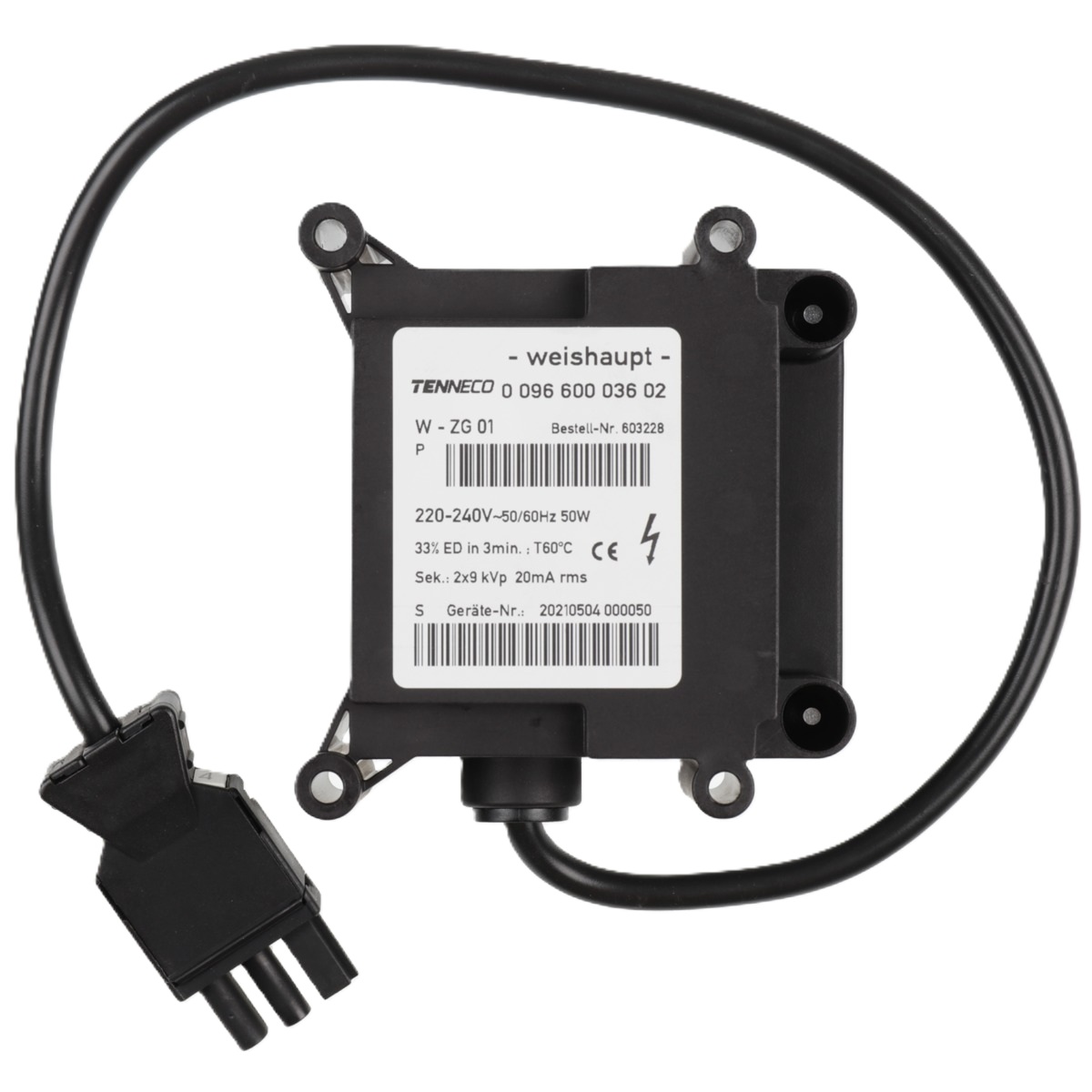 Weishaupt Zündgerät Typ W-ZG01 230V 50VA | 603228 Ersetzt 603219