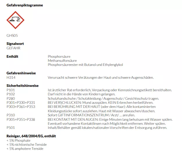 CONEL CARE 270 Saurer Reiniger f.Gasbrennwert- geräte 1L Fl. - 5L fl.gebrauchsfertig salzsäuref. | CARESR