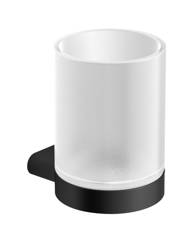VIGOUR Glashalter white mit sat. Kristallglas schwarz matt | WHGHSM