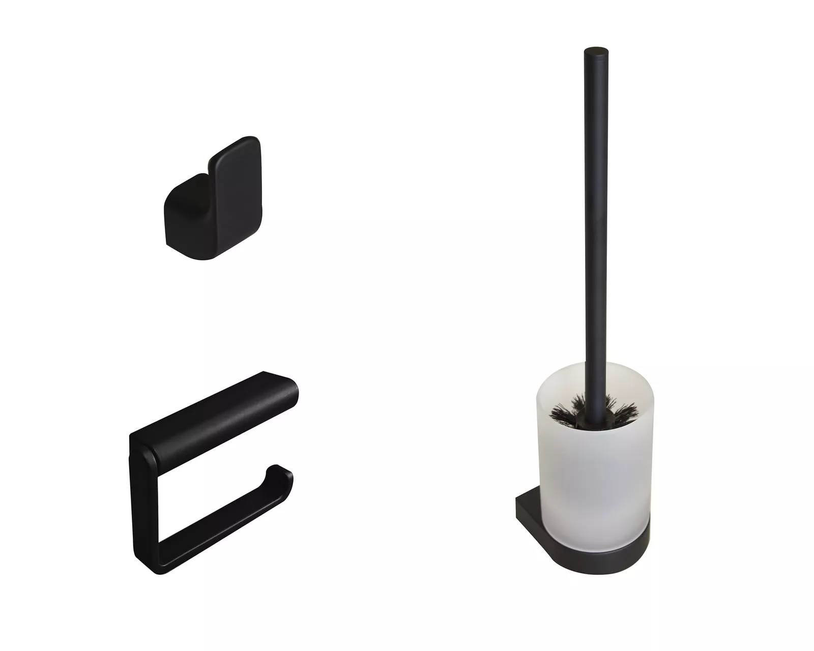 VIGOUR WC Set derby V3 mit Papierh. o. Deckel Bürstengarnitur Haken schwarzmatt | V3DEWCSETSM