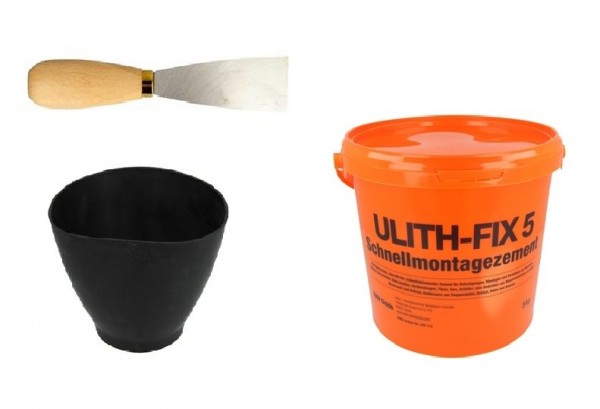 Ulith-Fix 5 Schnellmontagezement 5 kg inkl.Spachtel + Gipsbecher